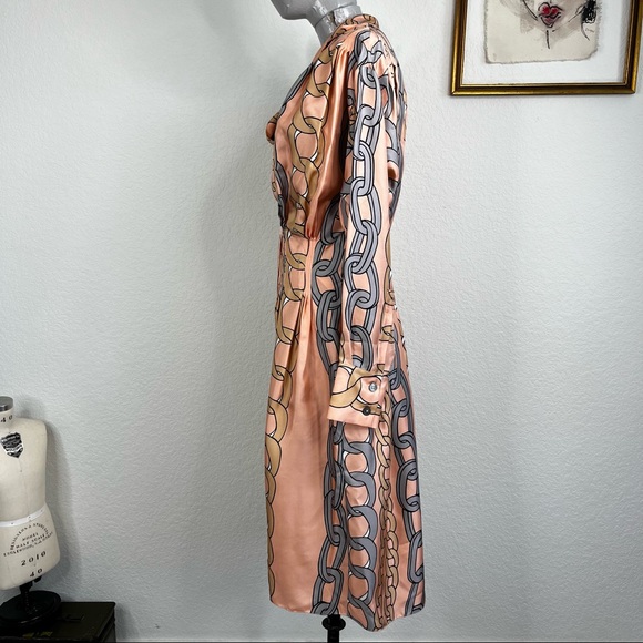 MARNI Chain Print Silk Dress Pleated - Picture 8 of 14